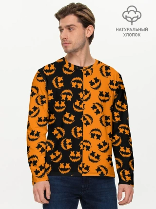 Мужской лонгслив базовый / УЛЫБКА ТЫКВЫ / ХЕЛЛОУИН