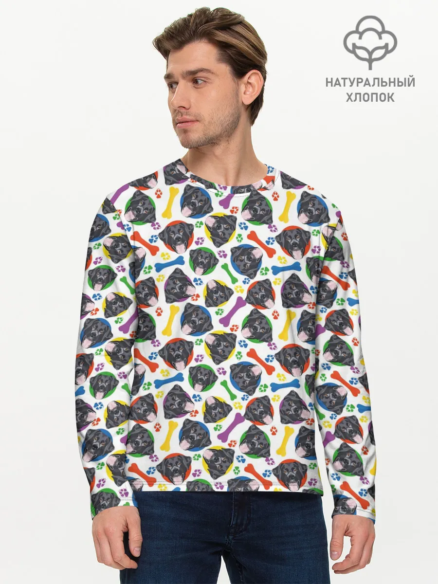 Мужской лонгслив базовый / Чёрный Лабрадор