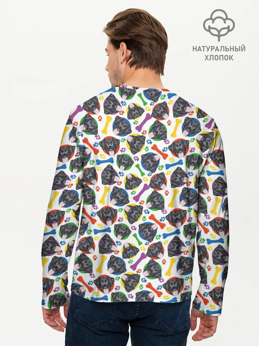 Мужской лонгслив базовый / Чёрный Лабрадор