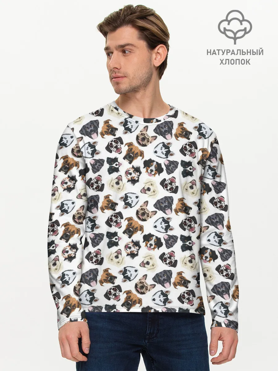 Мужской лонгслив базовый / Разные Породы Собак