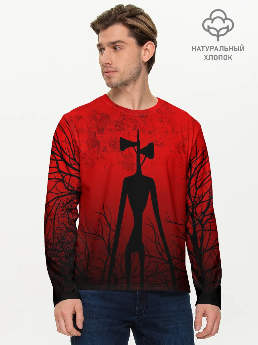 Мужской лонгслив базовый / СИРЕНОГОЛОВЫЙ В ТЁМНОМ ЛЕСУ