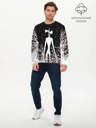 Мужской лонгслив базовый / СИРЕНОГОЛОВЫЙ ГЛИТЧ ЛЕС, КОСМОС