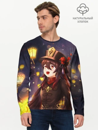 Мужской лонгслив базовый / Ху Тао. Genshin Impact