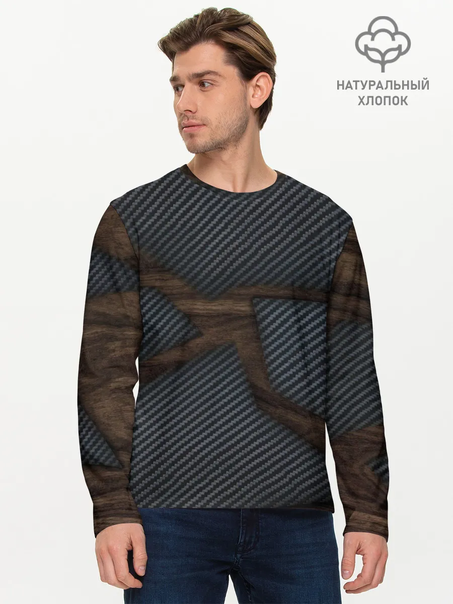 Мужской лонгслив базовый / карбон в дереве