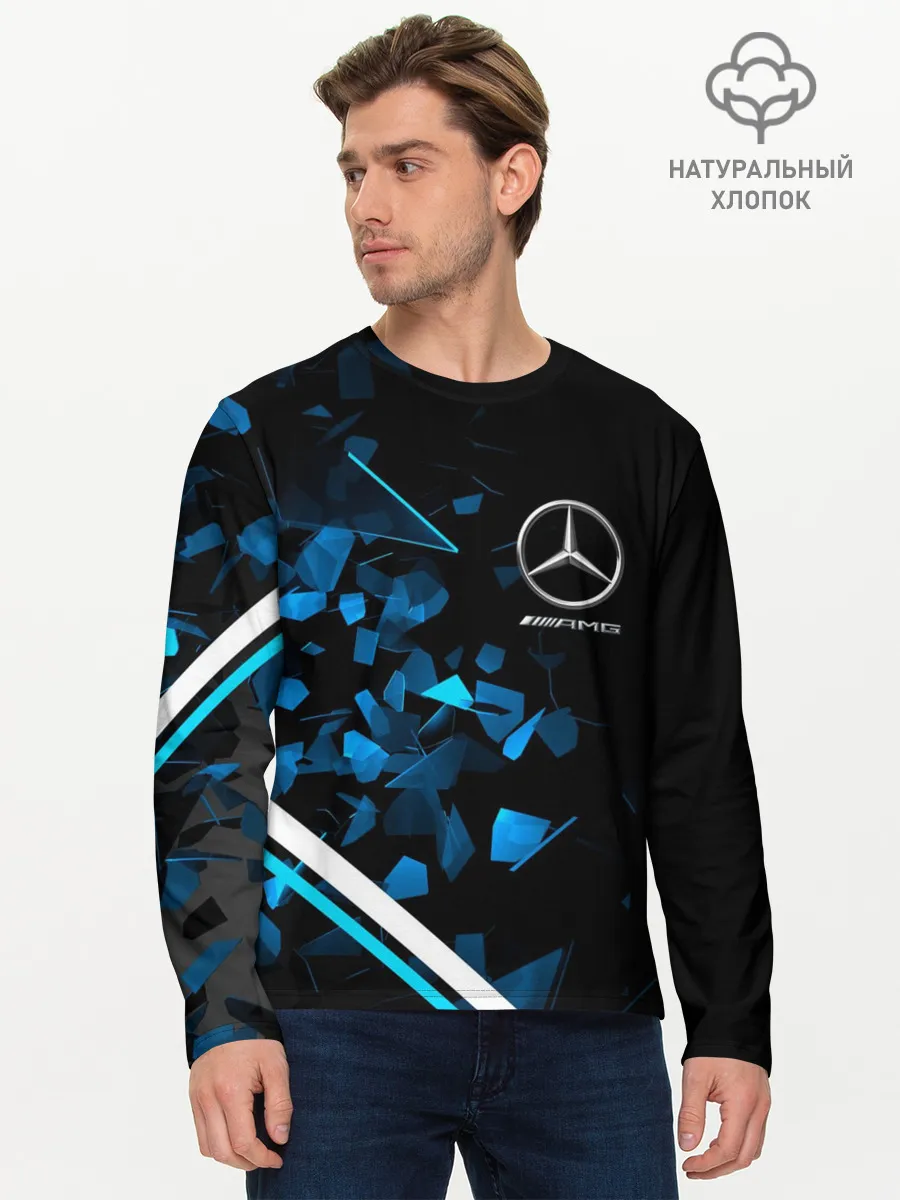 Мужской лонгслив базовый / Mercedes AMG | Осколки стекла