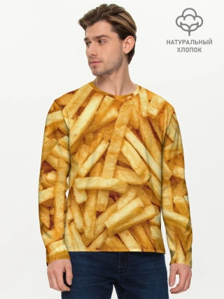 Мужской лонгслив базовый / Картошка фри/Фастфуд