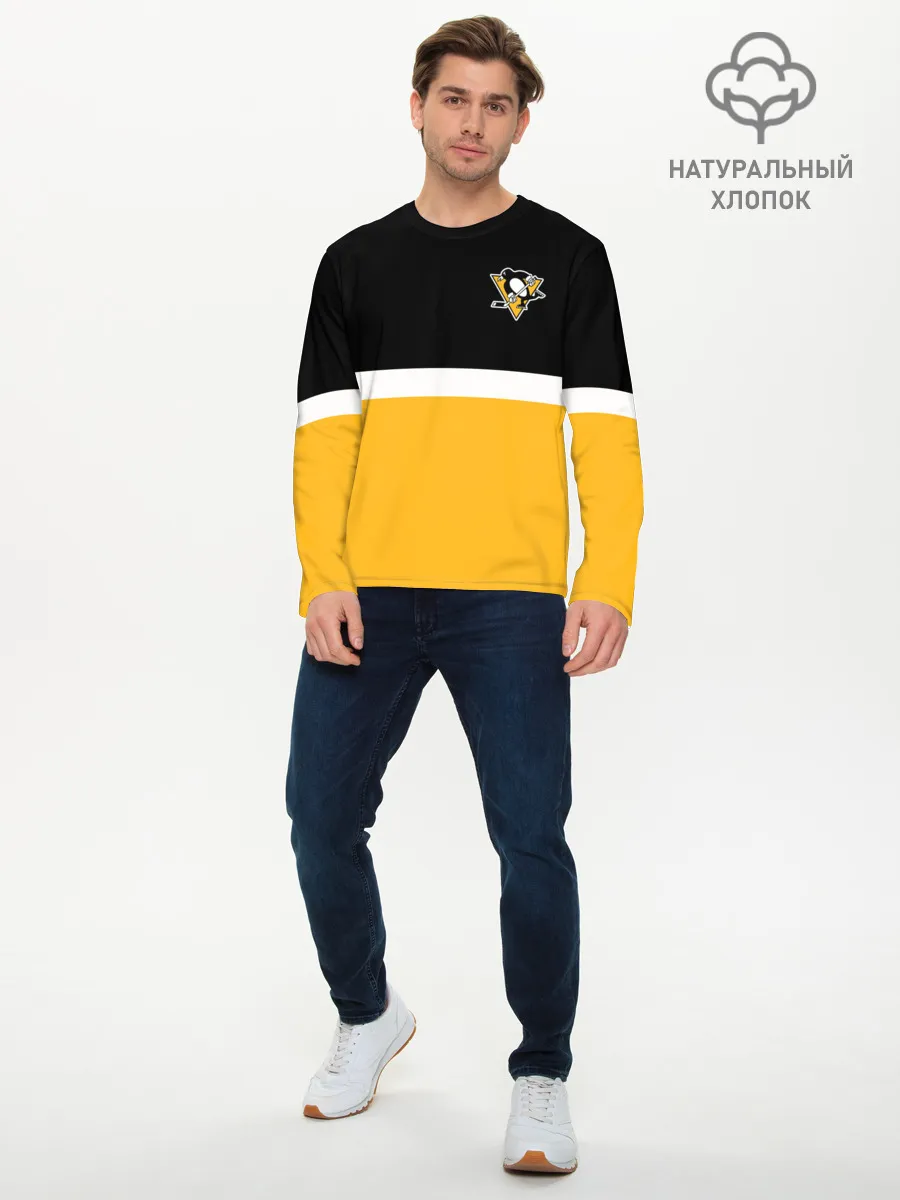Мужской лонгслив базовый / Питтсбург Пингвинз НХЛ