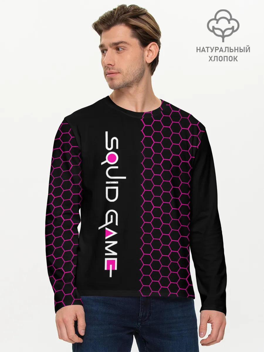 Мужской лонгслив базовый / Игра в кальмара: Соты.