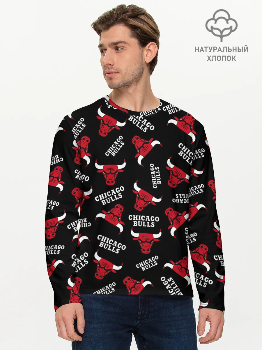 Мужской лонгслив базовый / CHICAGO BULLS БЫКИ УЗОР