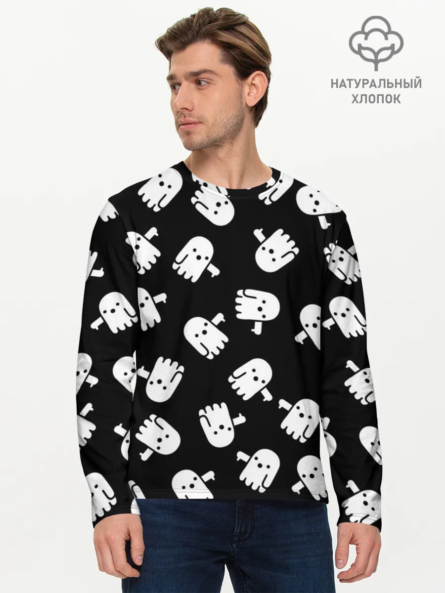 Мужской лонгслив базовый / ПРИВИДЕНИЯ УЗОР / HALLOWEEN