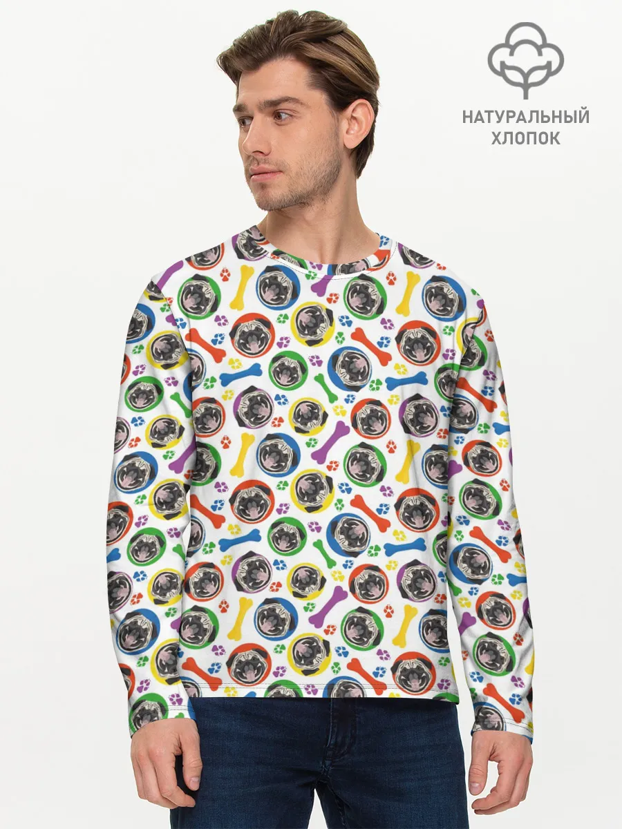 Мужской лонгслив базовый / Мопс