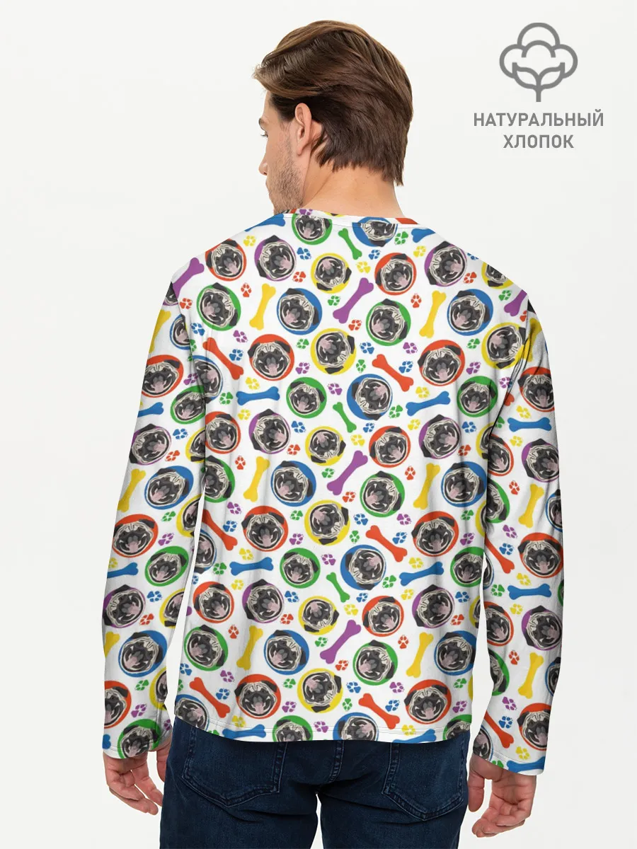 Мужской лонгслив базовый / Мопс