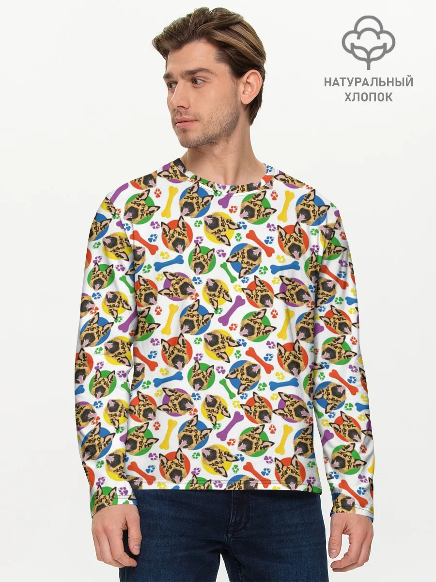 Мужской лонгслив базовый / Немецкая Овчарка