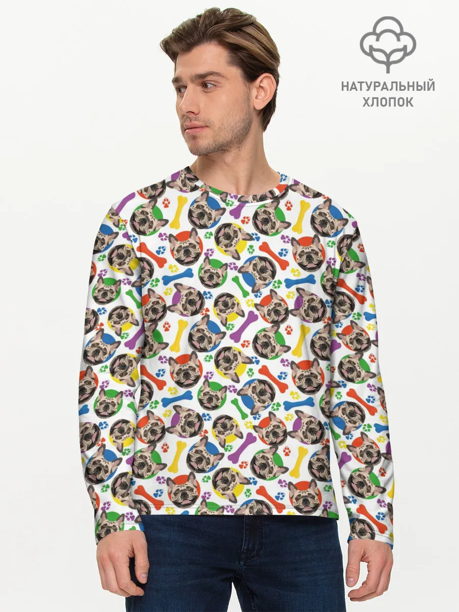 Мужской лонгслив базовый / Французский Бульдог