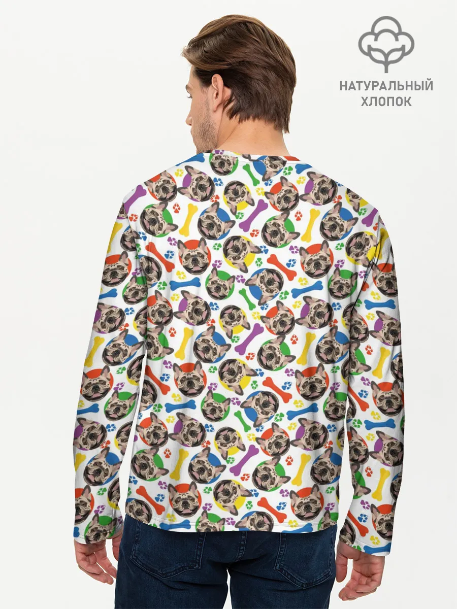 Мужской лонгслив базовый / Французский Бульдог