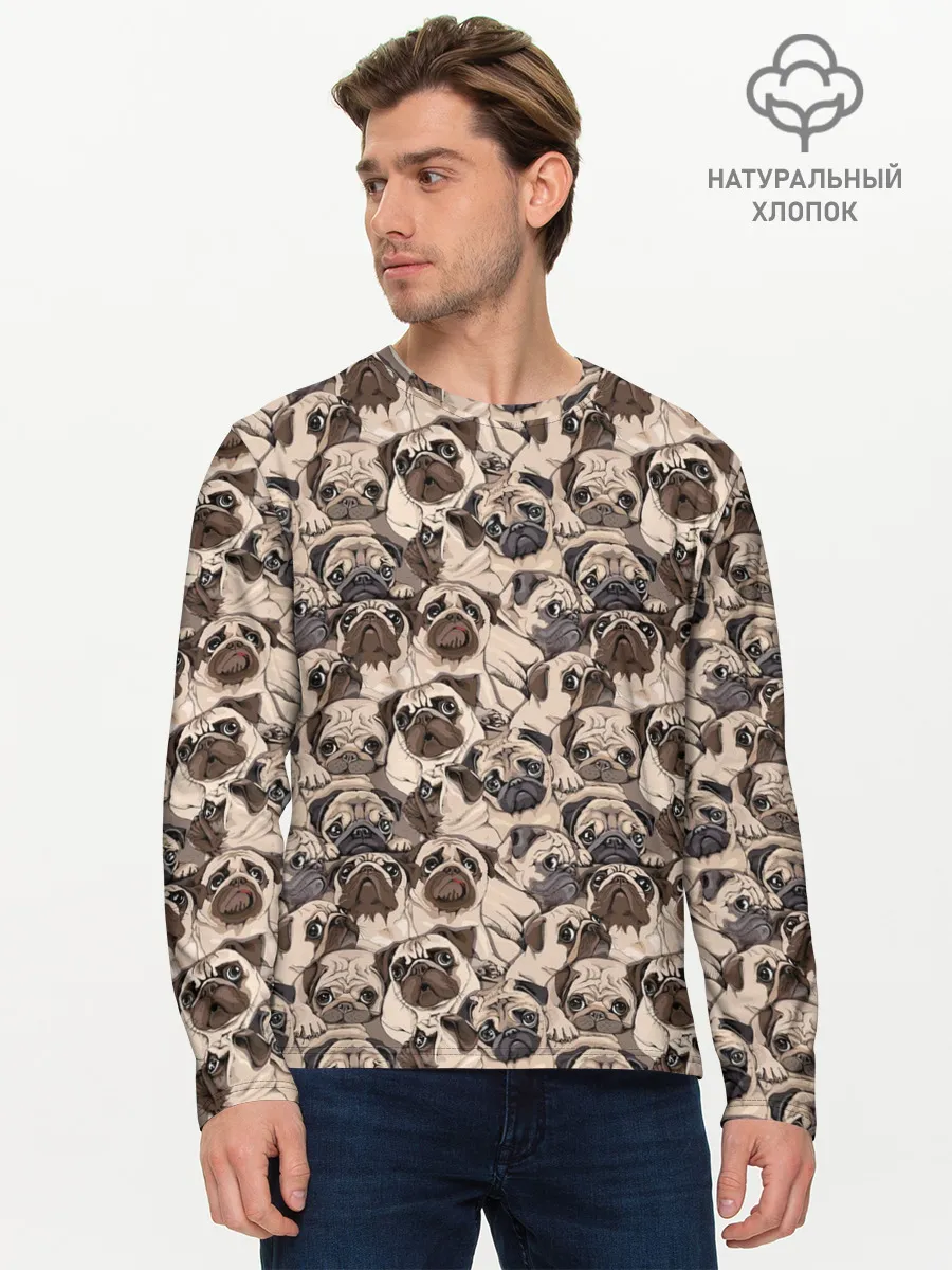 Мужской лонгслив базовый / Мопсы