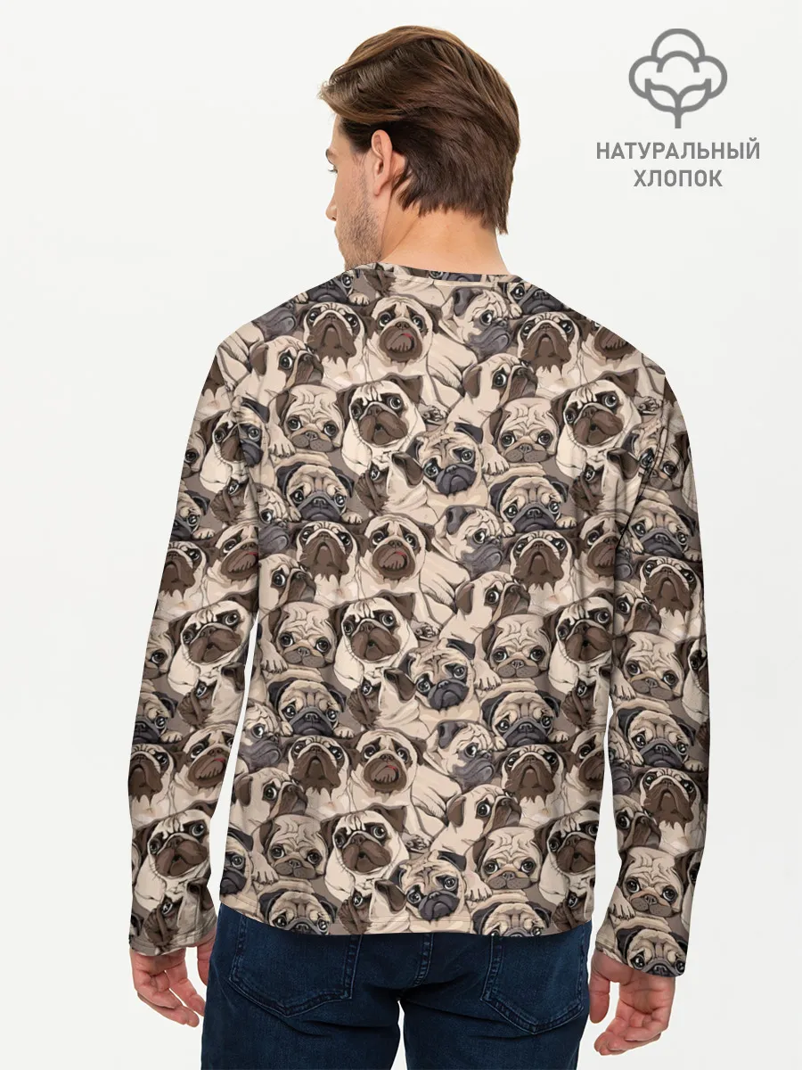 Мужской лонгслив базовый / Мопсы