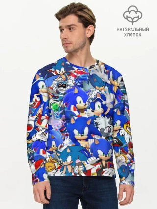 Мужской лонгслив базовый / SONIC СИНИЙ ЁЖ СОНИК