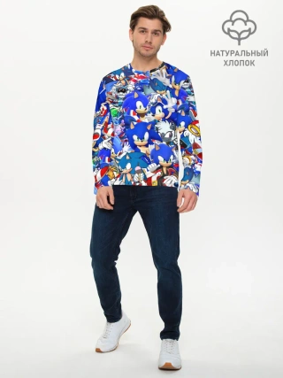 Мужской лонгслив базовый / SONIC СИНИЙ ЁЖ СОНИК