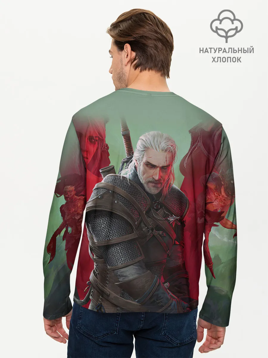 Мужской лонгслив базовый / ВЕДЬМАК | THE WITCHER | ГЕРАЛЬТ С МЕЧОМ