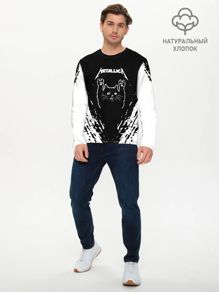 Мужской лонгслив базовый / Мяуталлика / Meowtallica.