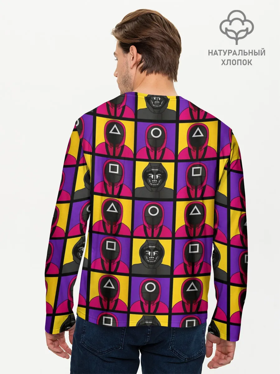 Мужской лонгслив базовый / ИГРА В КАЛЬМАРА / ОХРАНА / ВЕДУЩИЙ