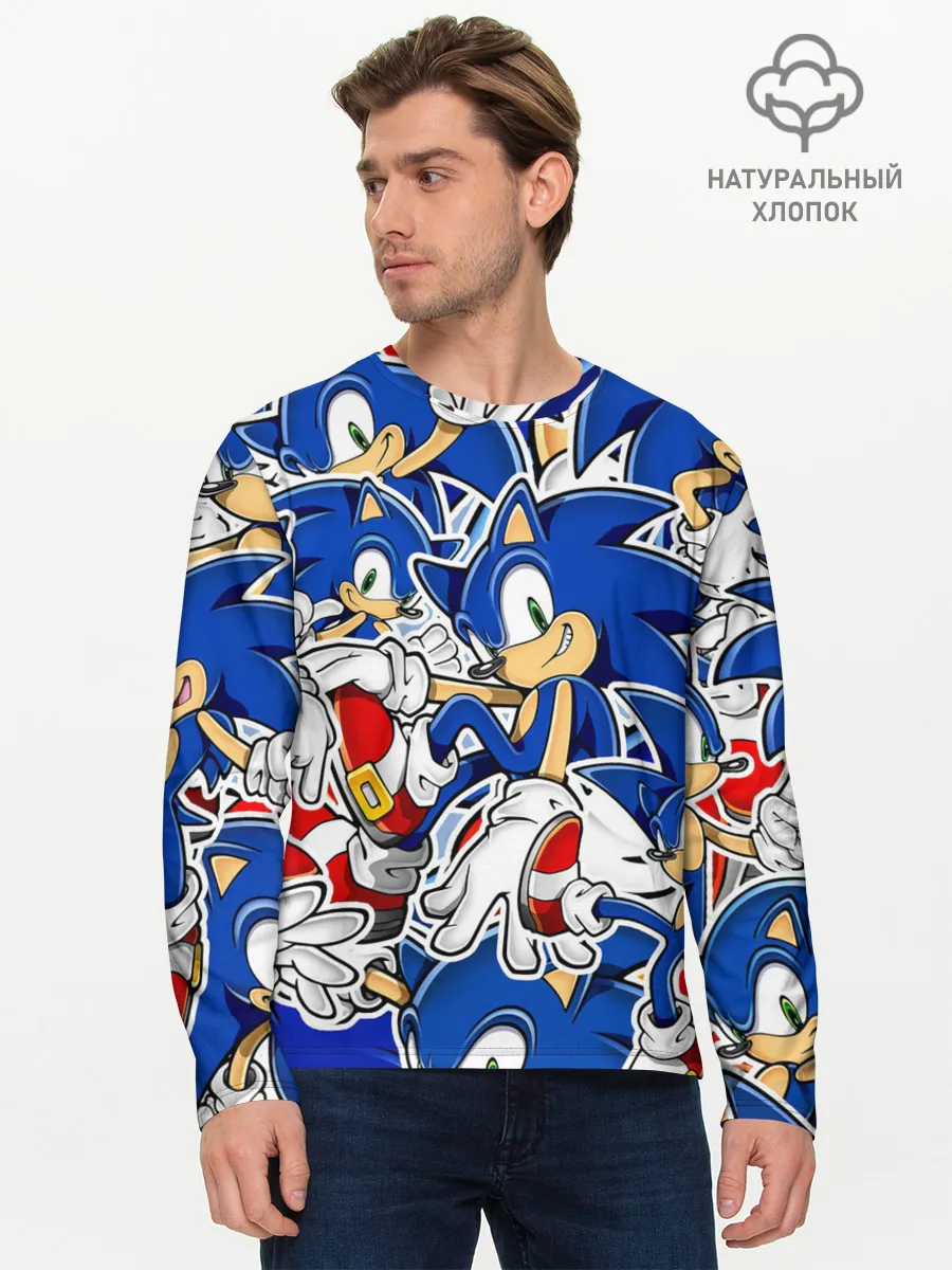 Мужской лонгслив базовый / SONIC ПАТТЕРН / СОНИК