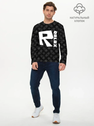 Мужской лонгслив базовый / РОБЛОКС ПАТТЕРН ЛОГОТИП