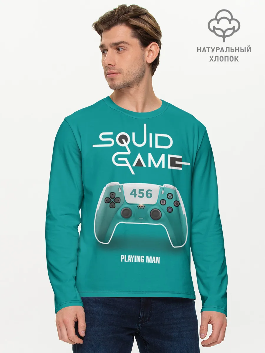 Мужской лонгслив базовый / Играющий человеком 456 / ставка на лидера