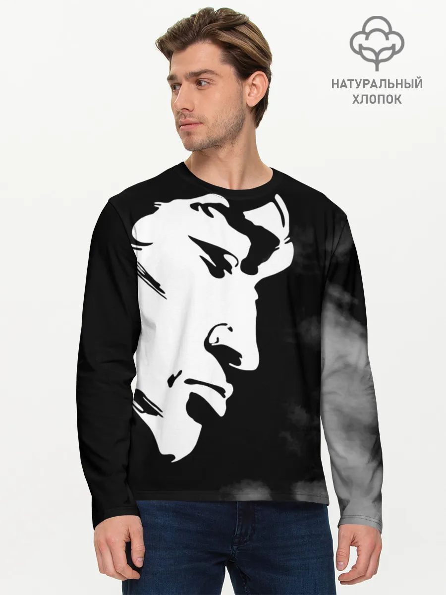 Мужской лонгслив базовый / Профиль Виктора Цой