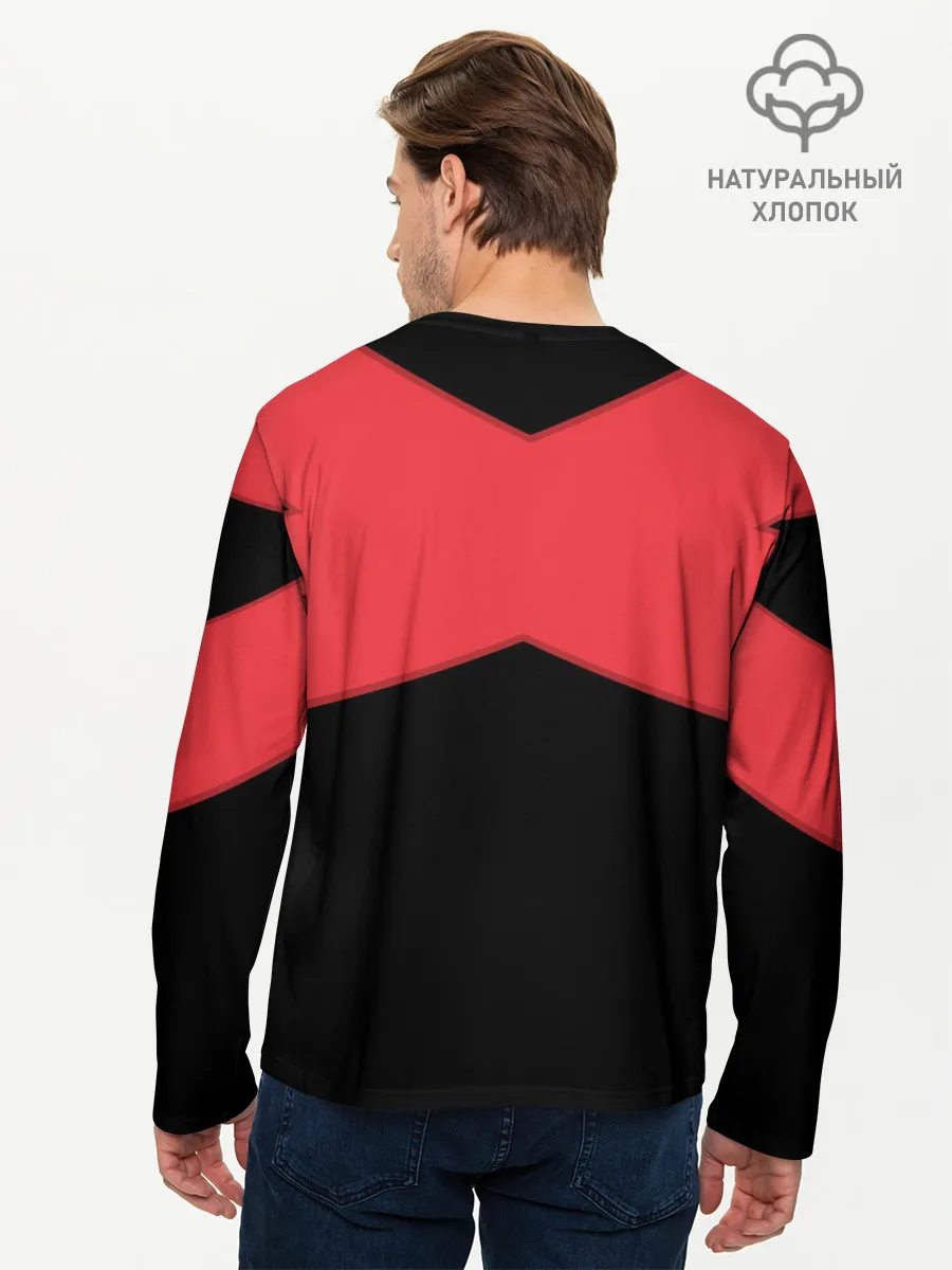 Мужской лонгслив базовый / ГЕОМЕТРИЯ МИНИМАЛИЗМ | КРАСНЫЕ ПОЛОСЫ