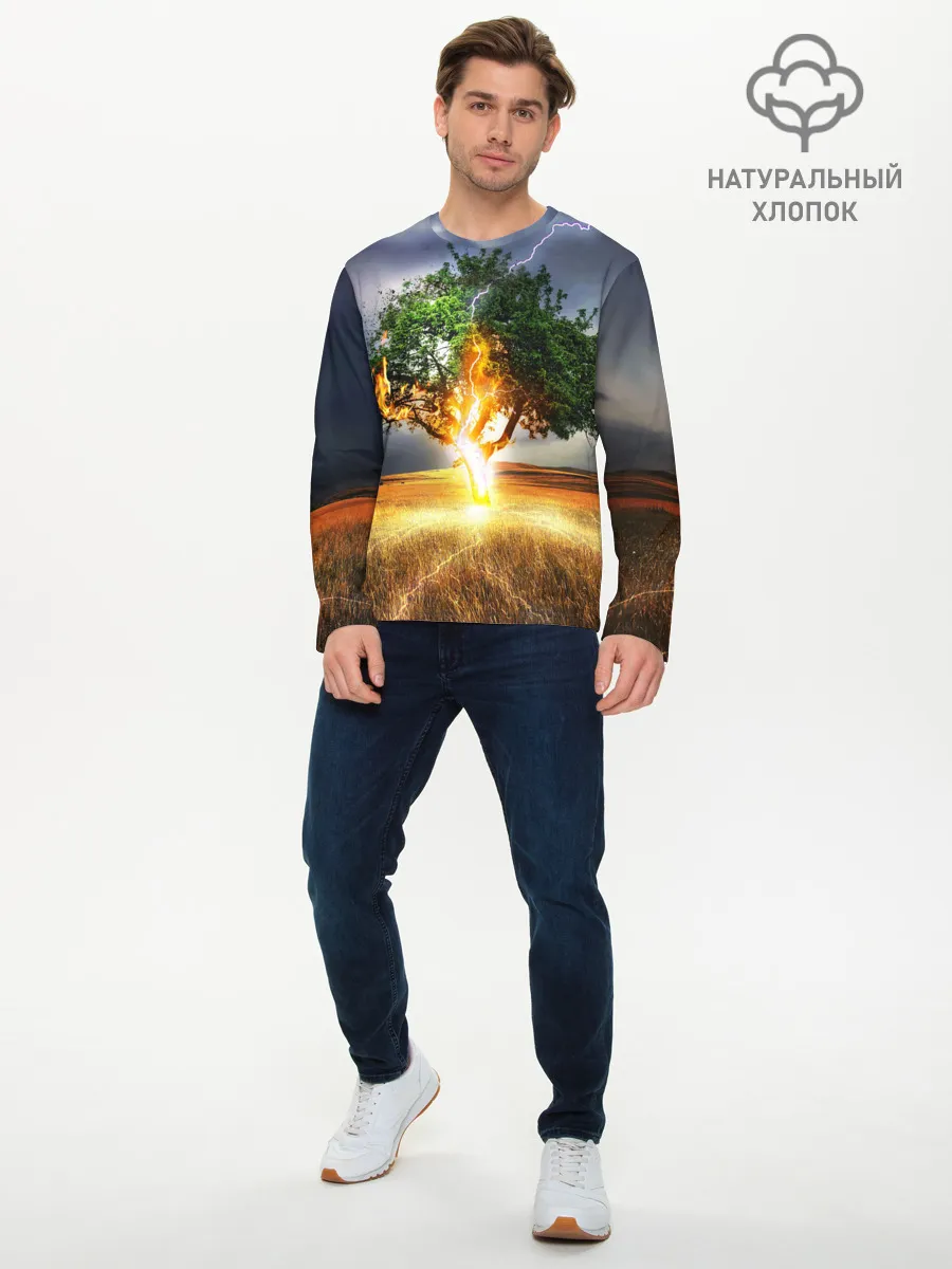Мужской лонгслив базовый / Удар молнией