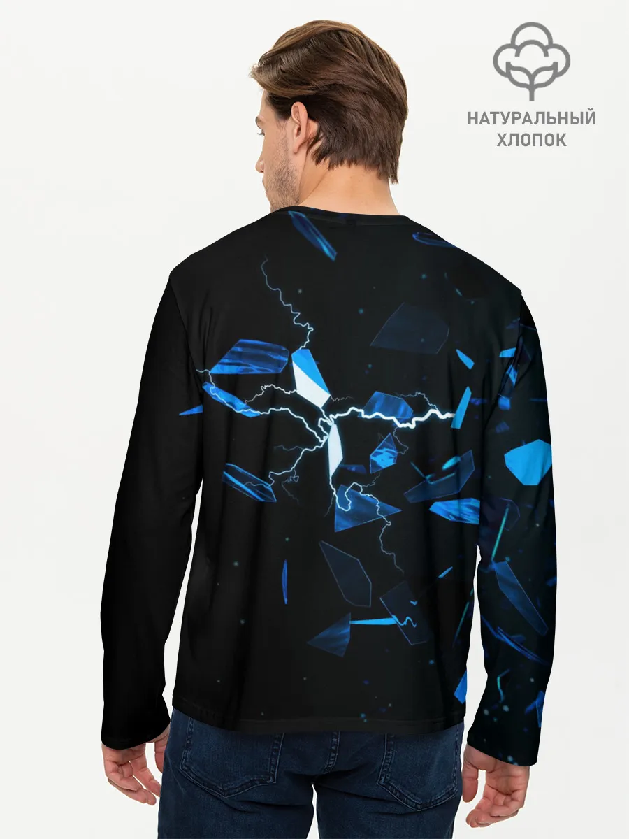 Мужской лонгслив базовый / Осколки стекла и молния