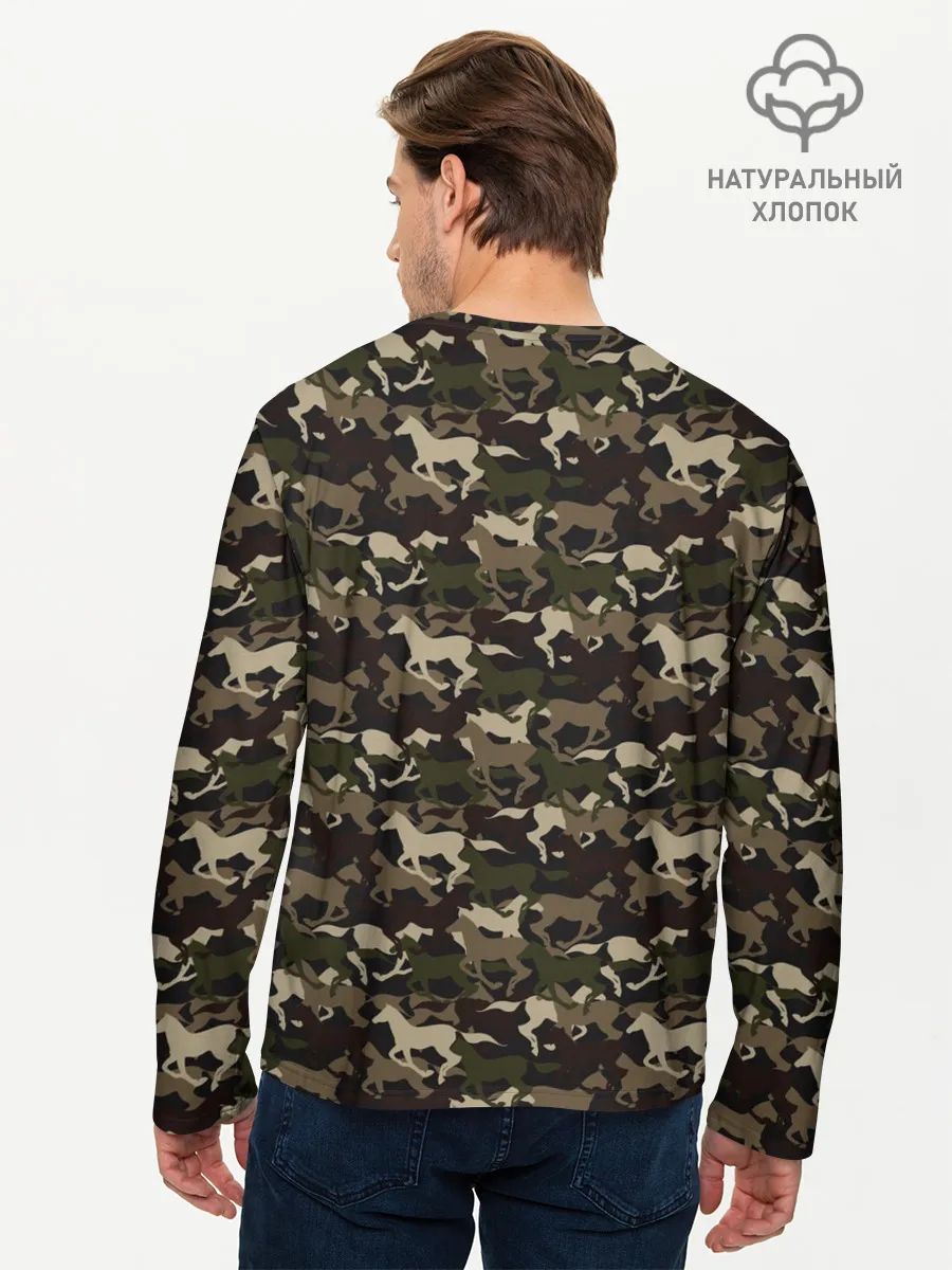 Мужской лонгслив базовый / Лошади