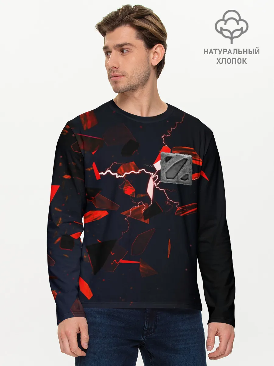 Мужской лонгслив базовый / DOTA 2 | 3D плиты и молния