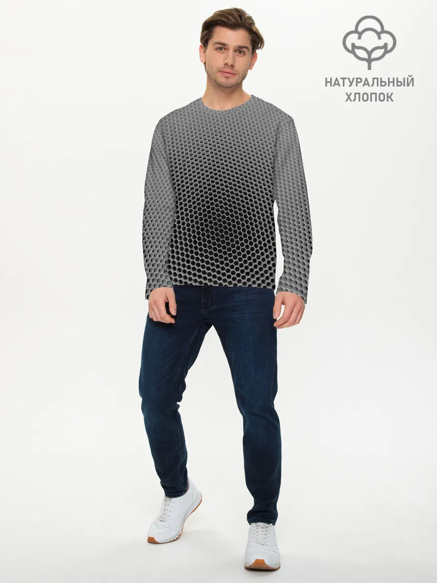 Мужской лонгслив базовый / шестиугольная сетка