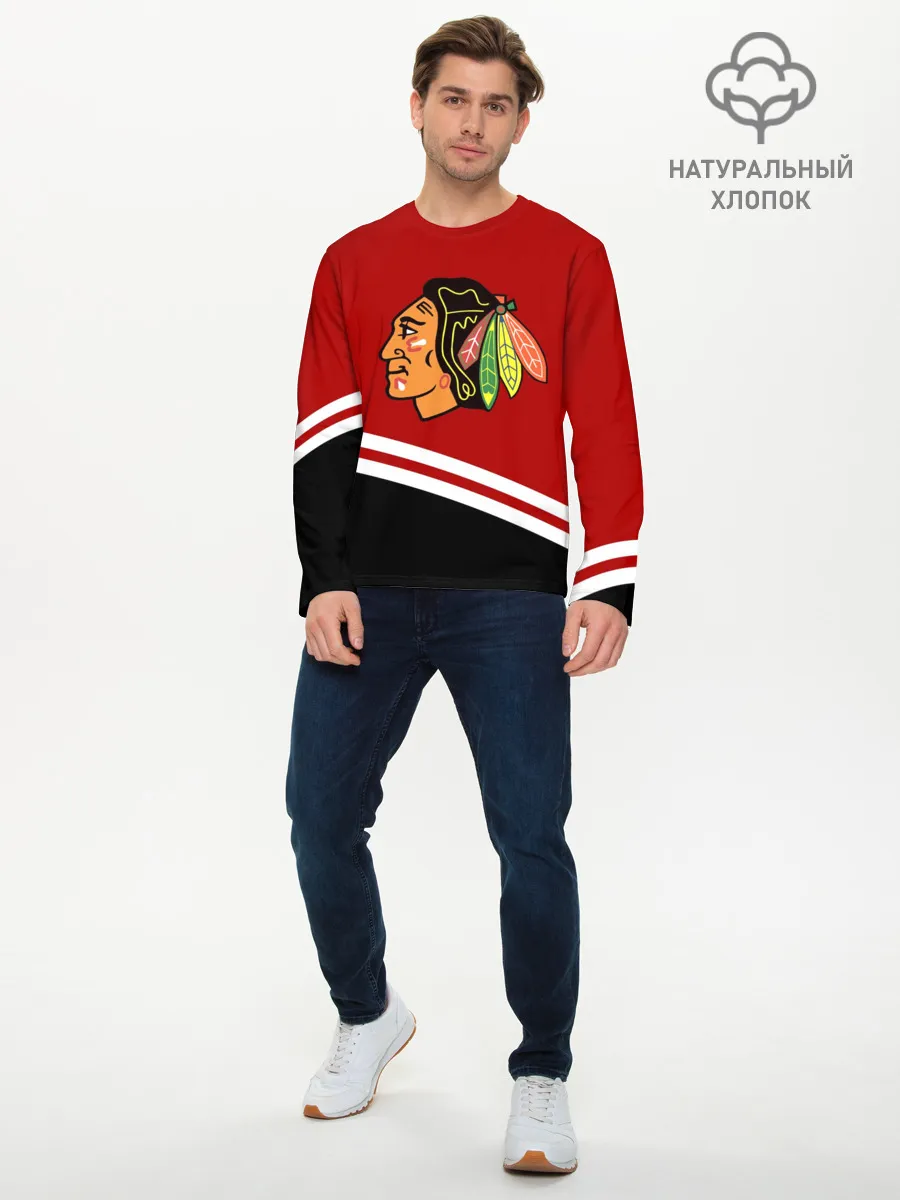 Мужской лонгслив базовый / Chicago Blackhawks, NHL