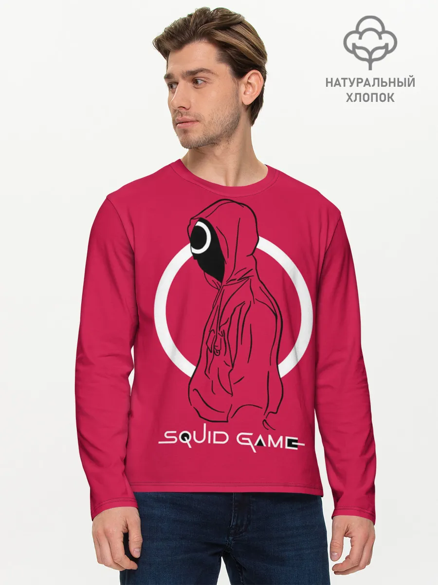 Мужской лонгслив базовый / Игра в кальмара: стражник круг