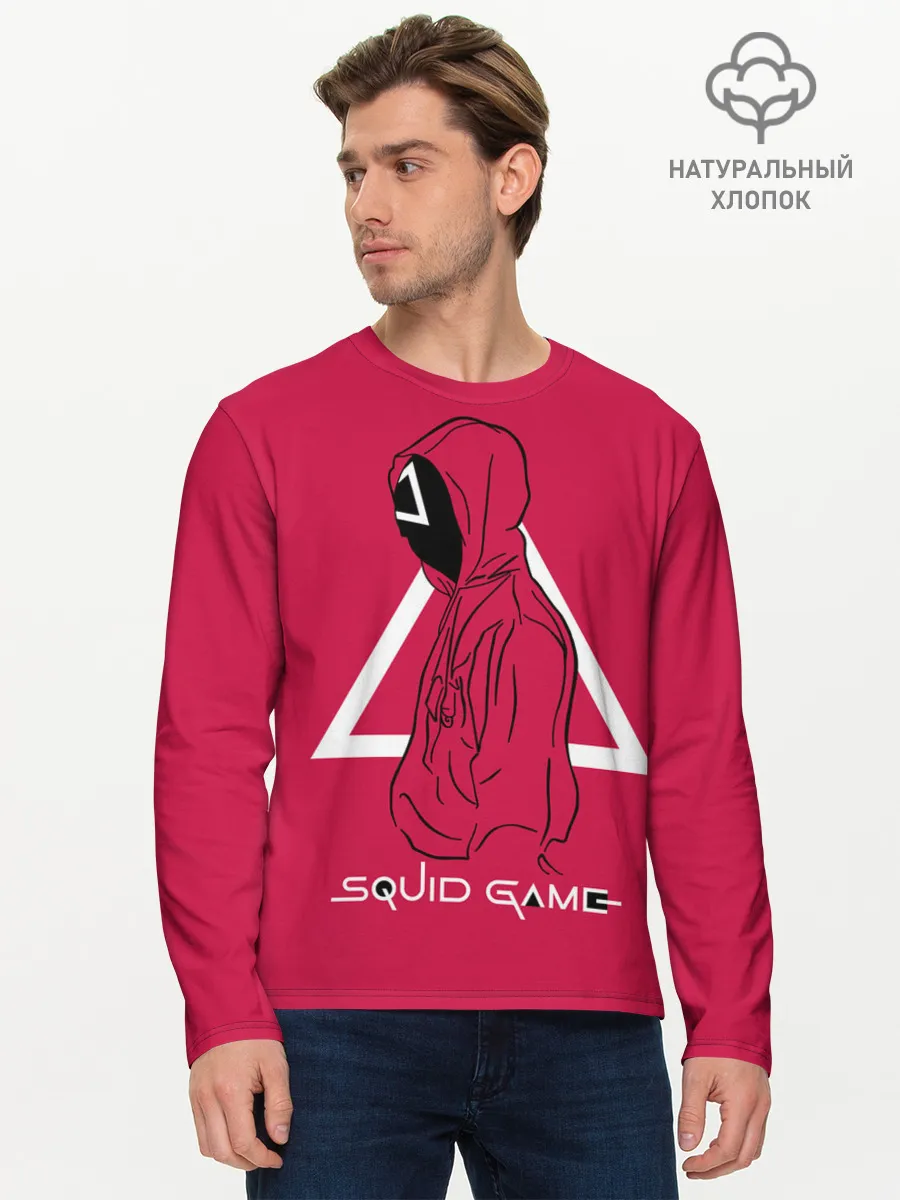 Мужской лонгслив базовый / Игра в кальмара: стражник треугольник