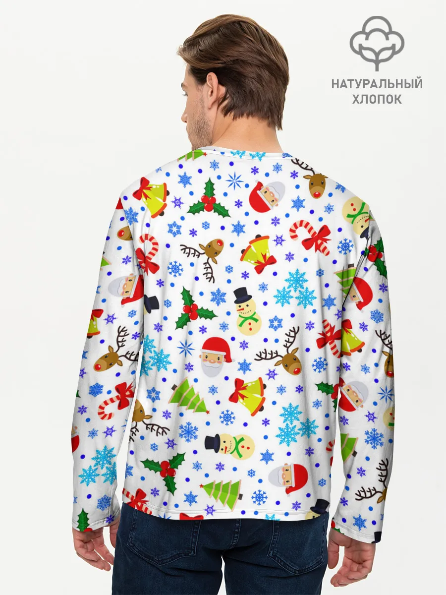 Мужской лонгслив базовый / Новогодний - Рождественский узор
