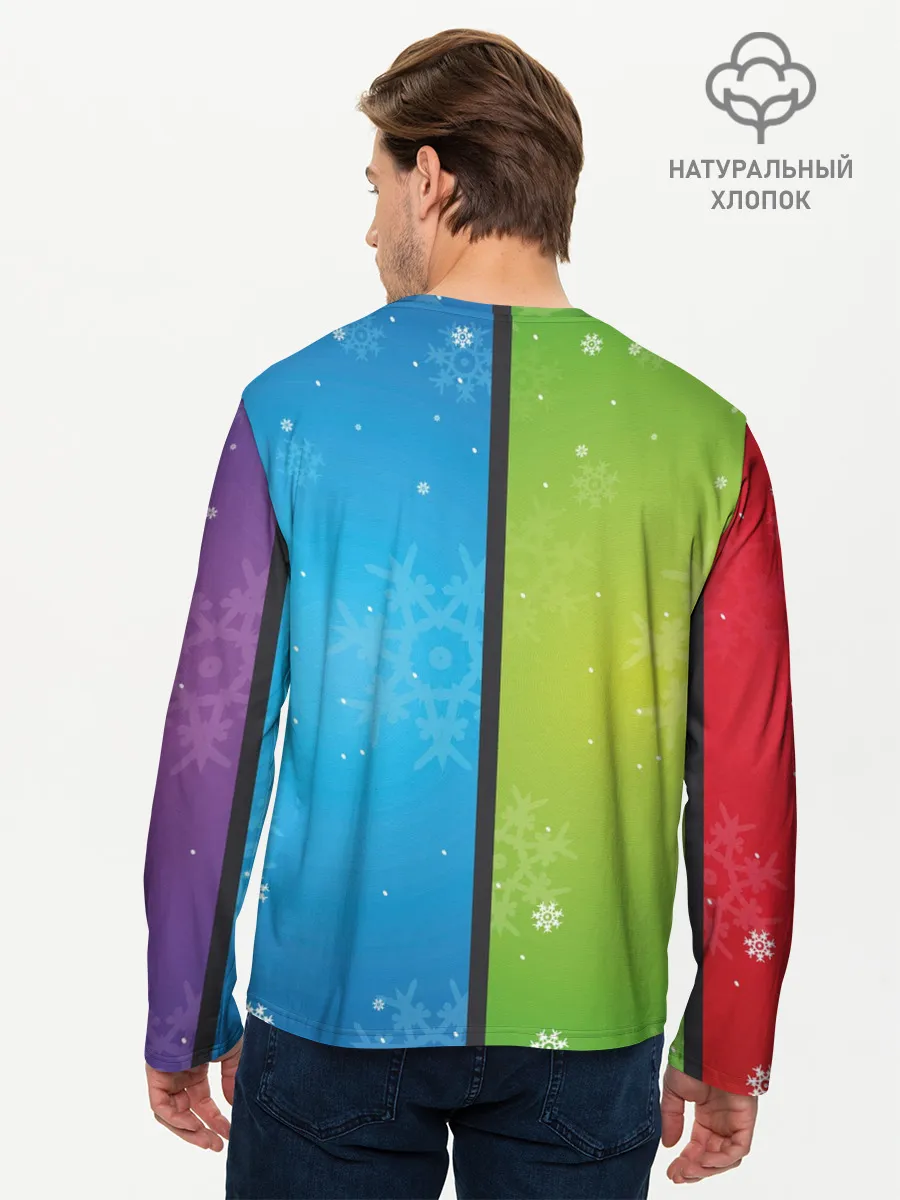 Мужской лонгслив базовый / Цветное рождество Snowflake
