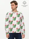 Мужской лонгслив базовый / Паттерн из кактусов