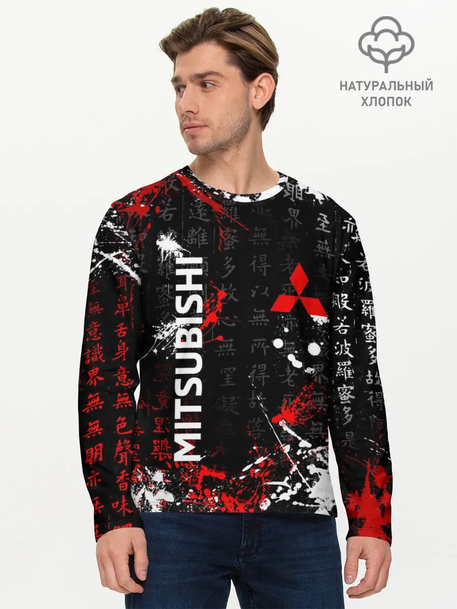Мужской лонгслив базовый / Японские символы | Митсубиси