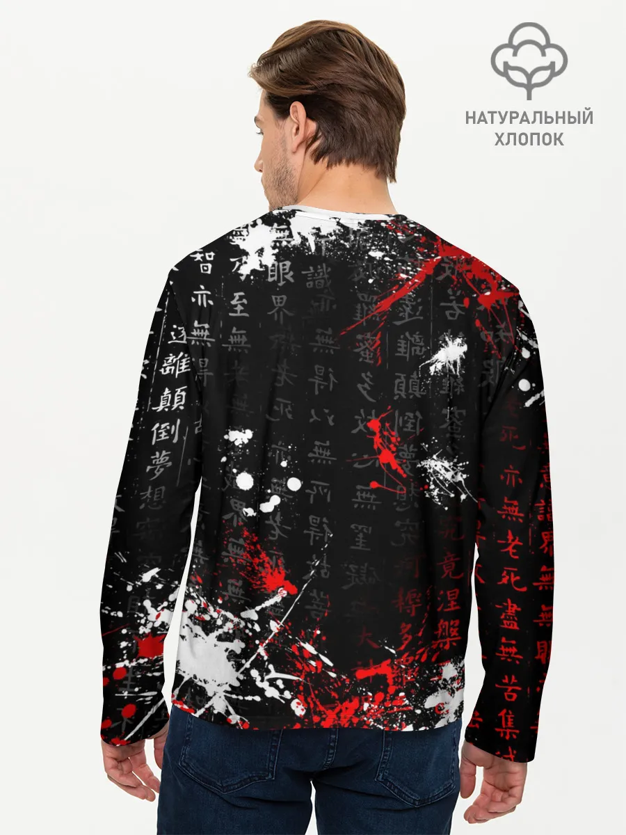 Мужской лонгслив базовый / Японские символы | Митсубиси