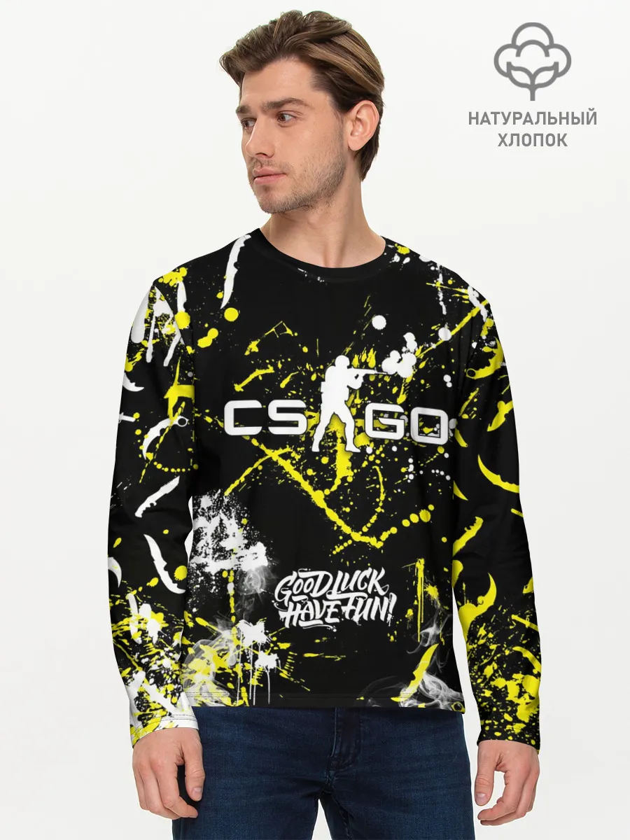 Мужской лонгслив базовый / CS:GO Брызги красок