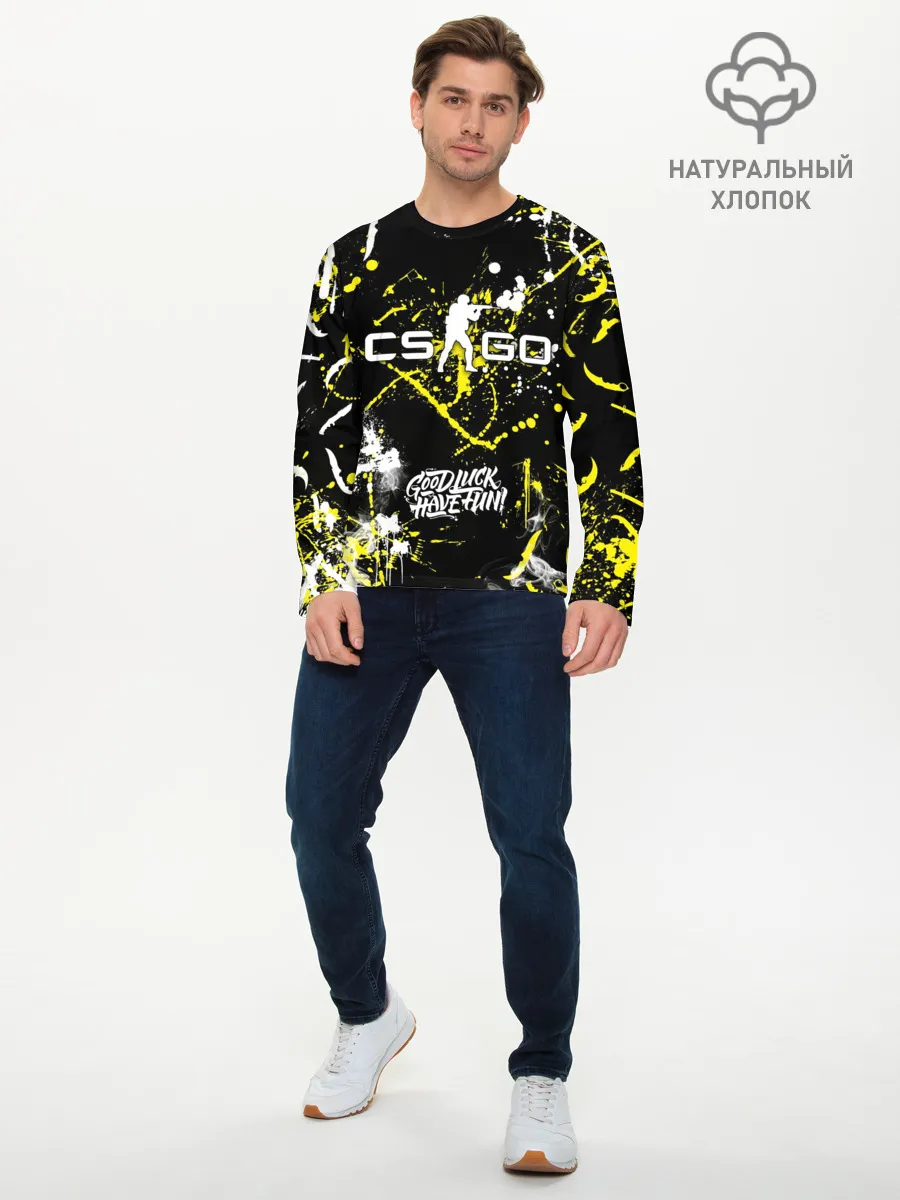 Мужской лонгслив базовый / CS:GO Брызги красок