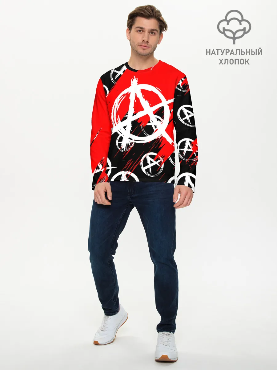 Мужской лонгслив базовый / анархия гражданская оборона | ПАТТЕРН