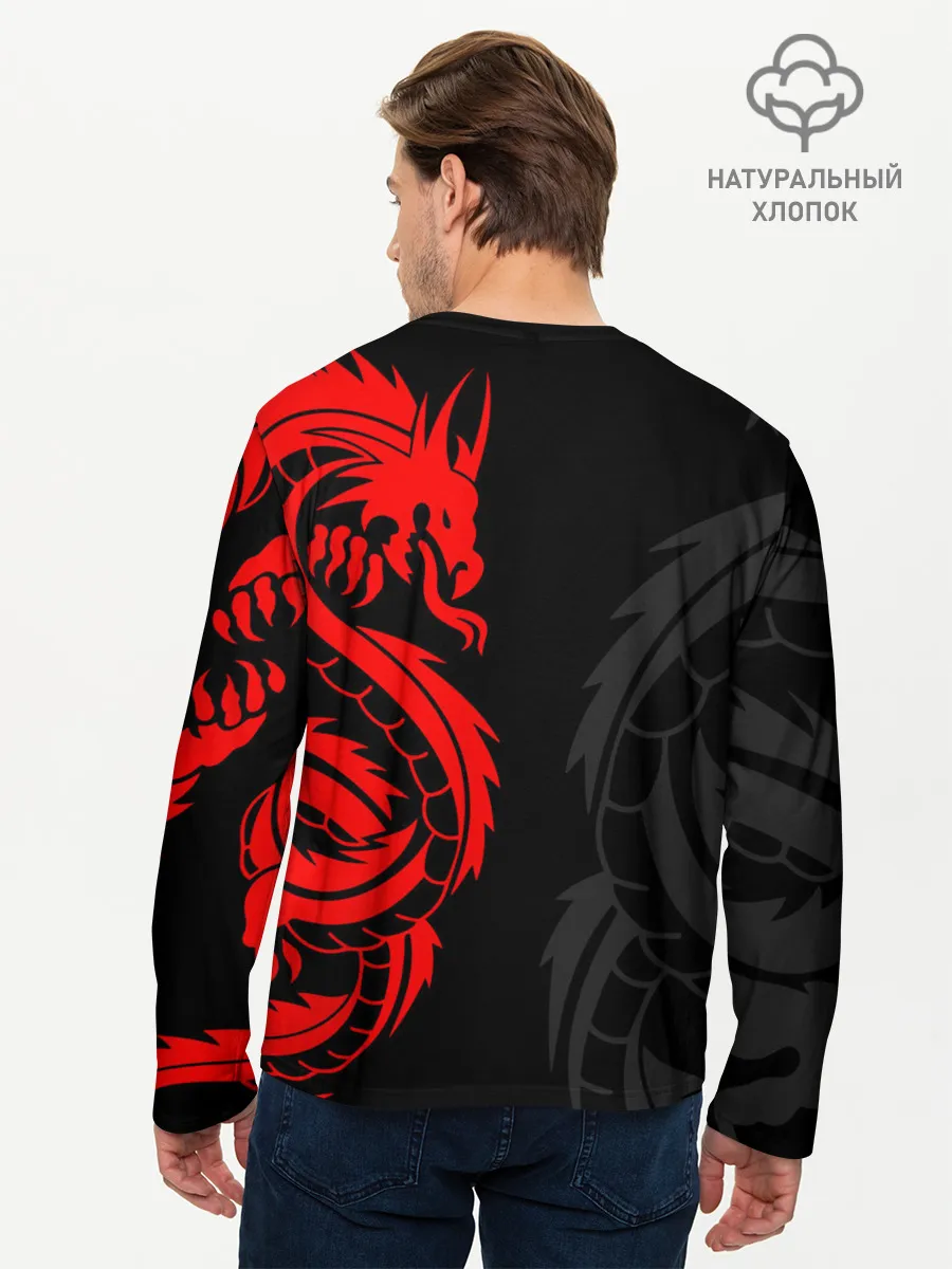 Мужской лонгслив базовый / КРАСНЫЙ ДРАКОН ТАТУ / RED DRAGON TATTOO