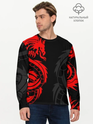 Мужской лонгслив базовый / КРАСНЫЙ ДРАКОН ТАТУ / RED DRAGON TATTOO