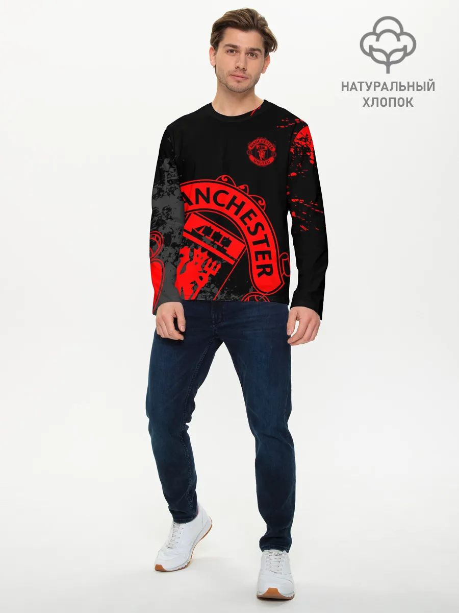 Мужской лонгслив базовый / МАНЧЕСТЕР ЮНАЙТЕД КРАСНЫЙ ЛОГО